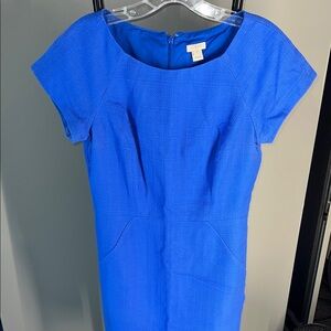 J. Crew Textured Cobalt Blue Cap-Sleeve Sheath Dress